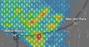 Mapa de alertas meteorológicas del Servicio Meteorológico Nacional para Argentina